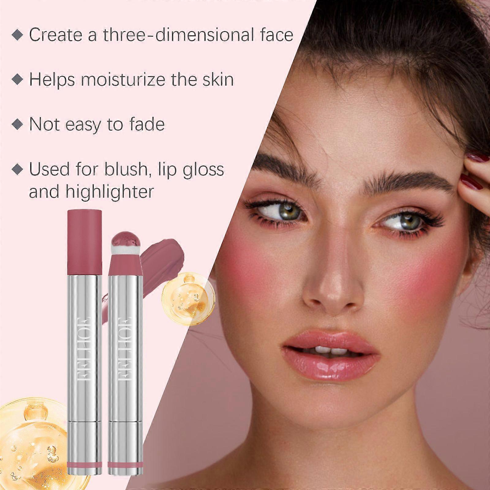Eelhoe Rotating Liquid Blush Lip Gloss Moisturizing Easy To Push Away Non-Fading Multifunctional Repair Highlight Blush Liquid)