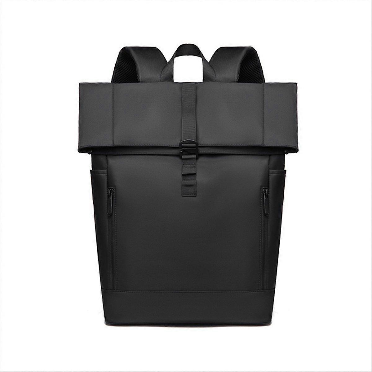 Roll-Top Shoulder Bag Business Leisure Bag Black