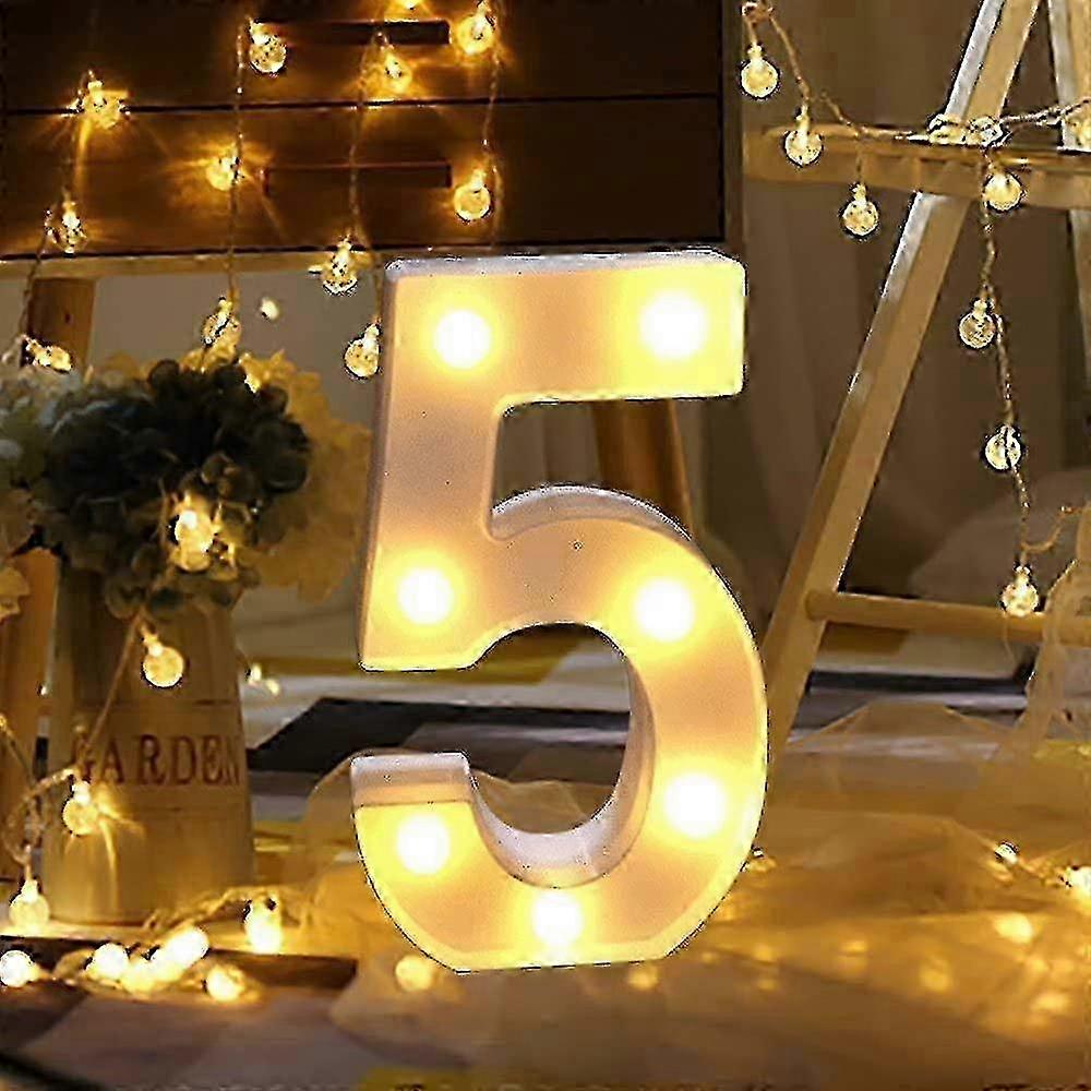 Led Numbers Lamp Number Luminous Numbers 0 1 2 3 4 5 6 7, Decoration Warm White Lights - 5 miao4