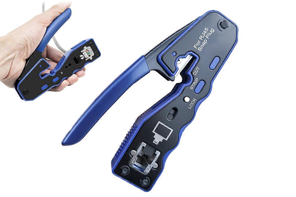 RJ45 Crimp Tool Pass Thru Ethernet Crimper for Cat5e Cat6 Cat6a 8P