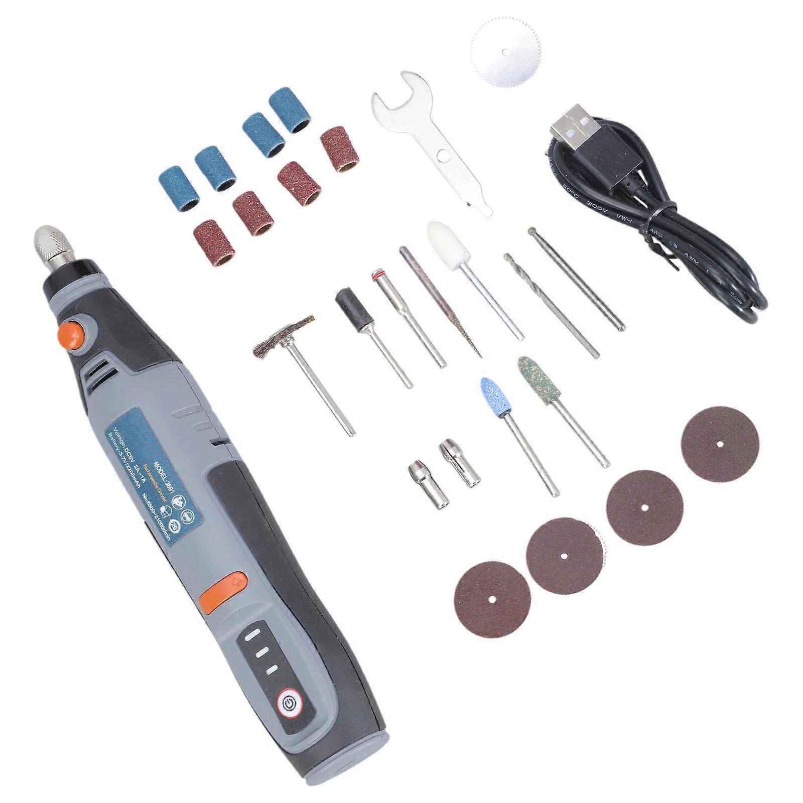 Mini Cordless Rotary Tool Kits, 3-Speed and USB Charging with 22 Accessories, Multi-Purpose 3.7V Power Rotary Tool Multicolor