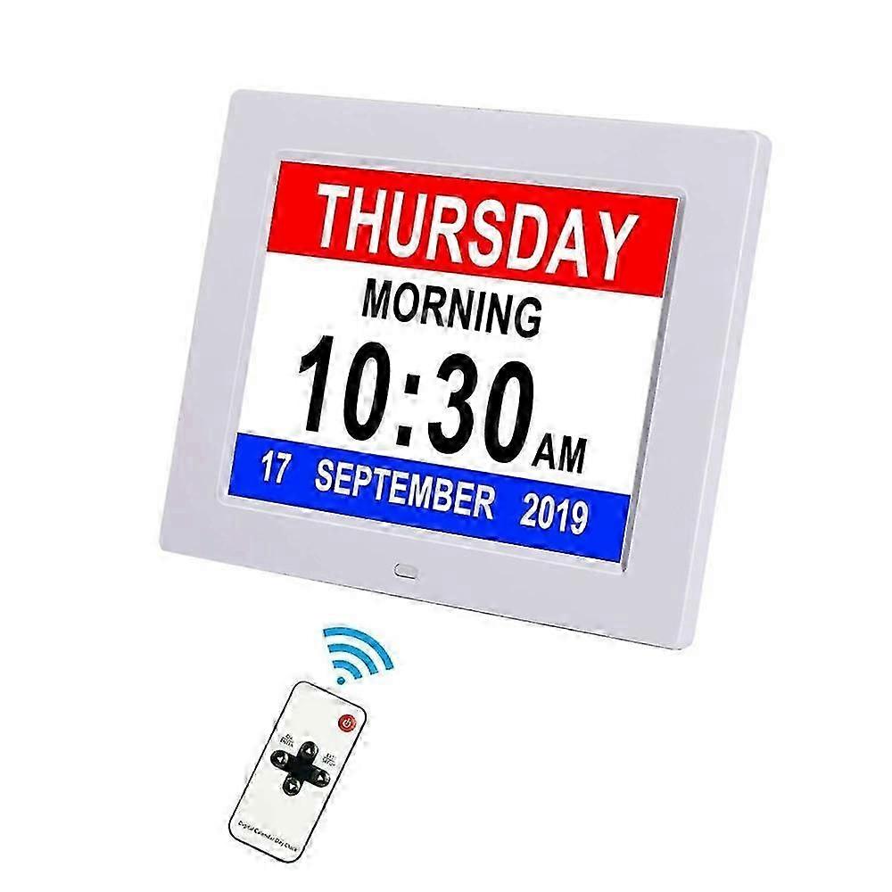 Digital dementia clock for seniors with custom alarms & UK time
