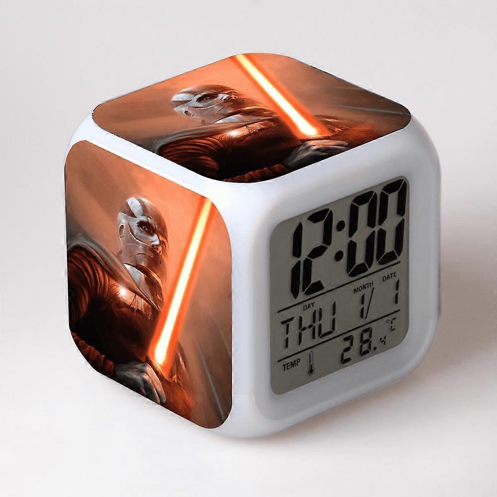 HANNTAOO Digital Alarm Clock for Kids, Star Wars Pattern, 7 Color LED, Thermometer, Night Light - Compatible with HTNL#1570