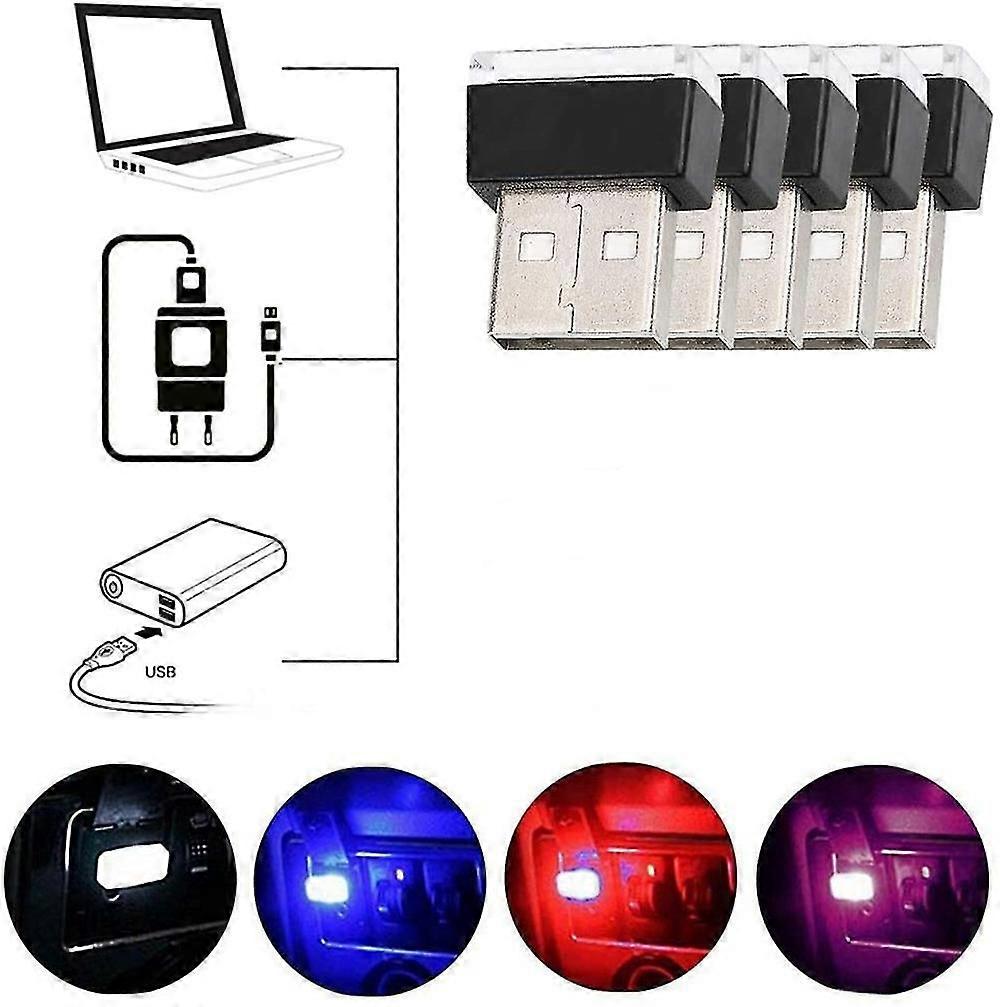 Car Usb Lighting,6pcs Car Interior Lighting Atmosphere Light Universal  hy