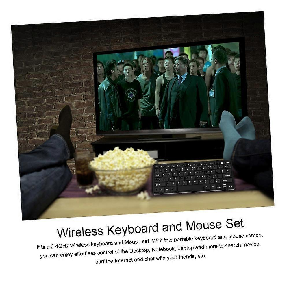 2.4GHz Wireless Keyboard Mouse Combo Ultra Thin USB Receiver Adapter Protective Cover for Desktop No