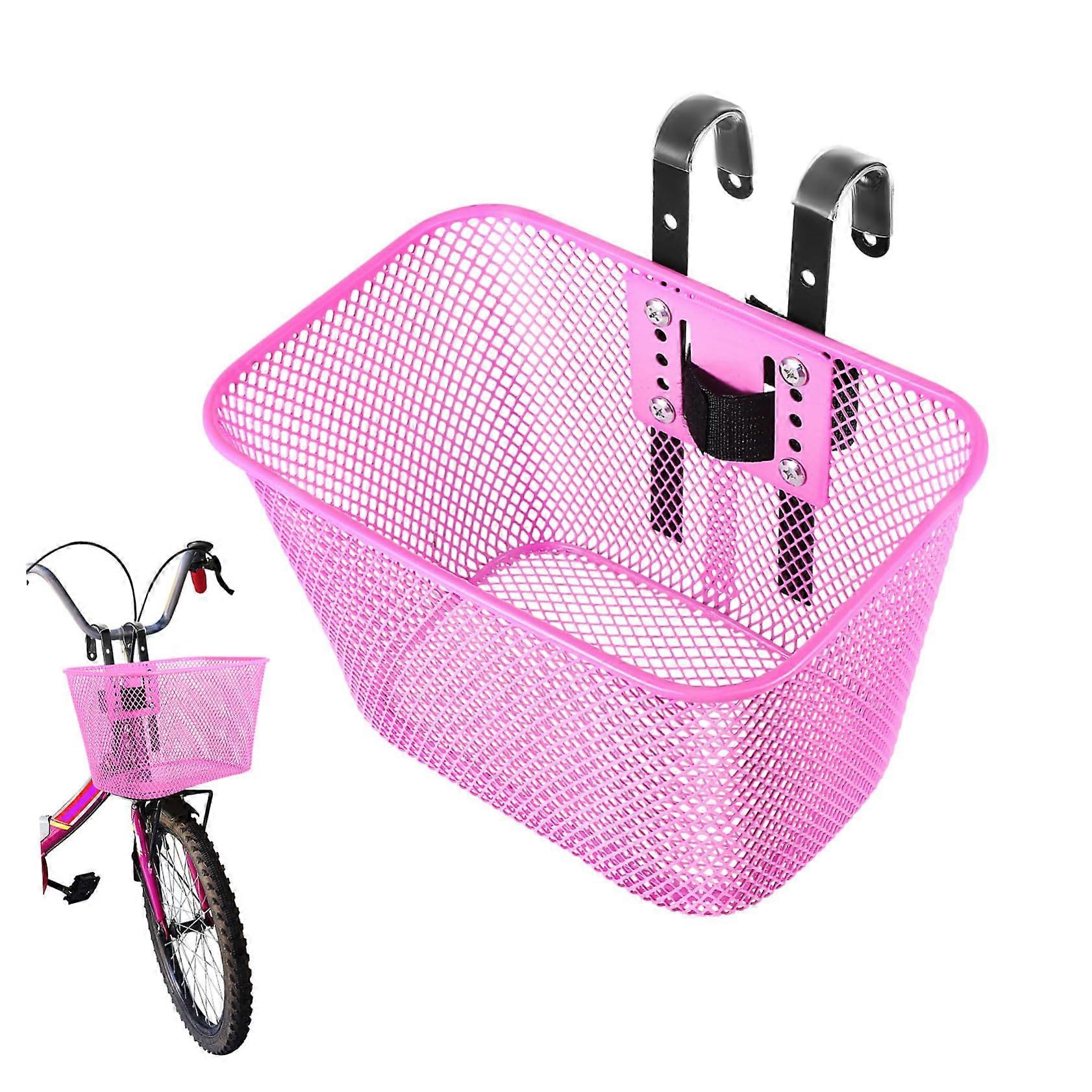 Quickrelease Front Bike Basket Iron Square Mesh Handlebar Storage For Women Includes Fixing Strap