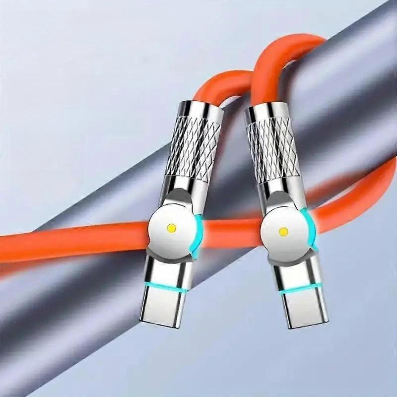 PD 120W Dual 180° Rotating Elbow Cable, 1 Count 6A Fast Charging Type-C Cable, Thick Silicone Mobile Cellphone Charging Cable Compatible wit