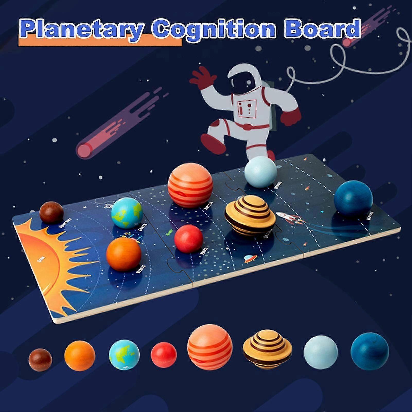 1 Set Kids Solar System Toy with 8 3D Sun Planets 9 Cards Model Universe Astronomical Science Learning STEM Educational Wooden Puzzle Board Game Boys
