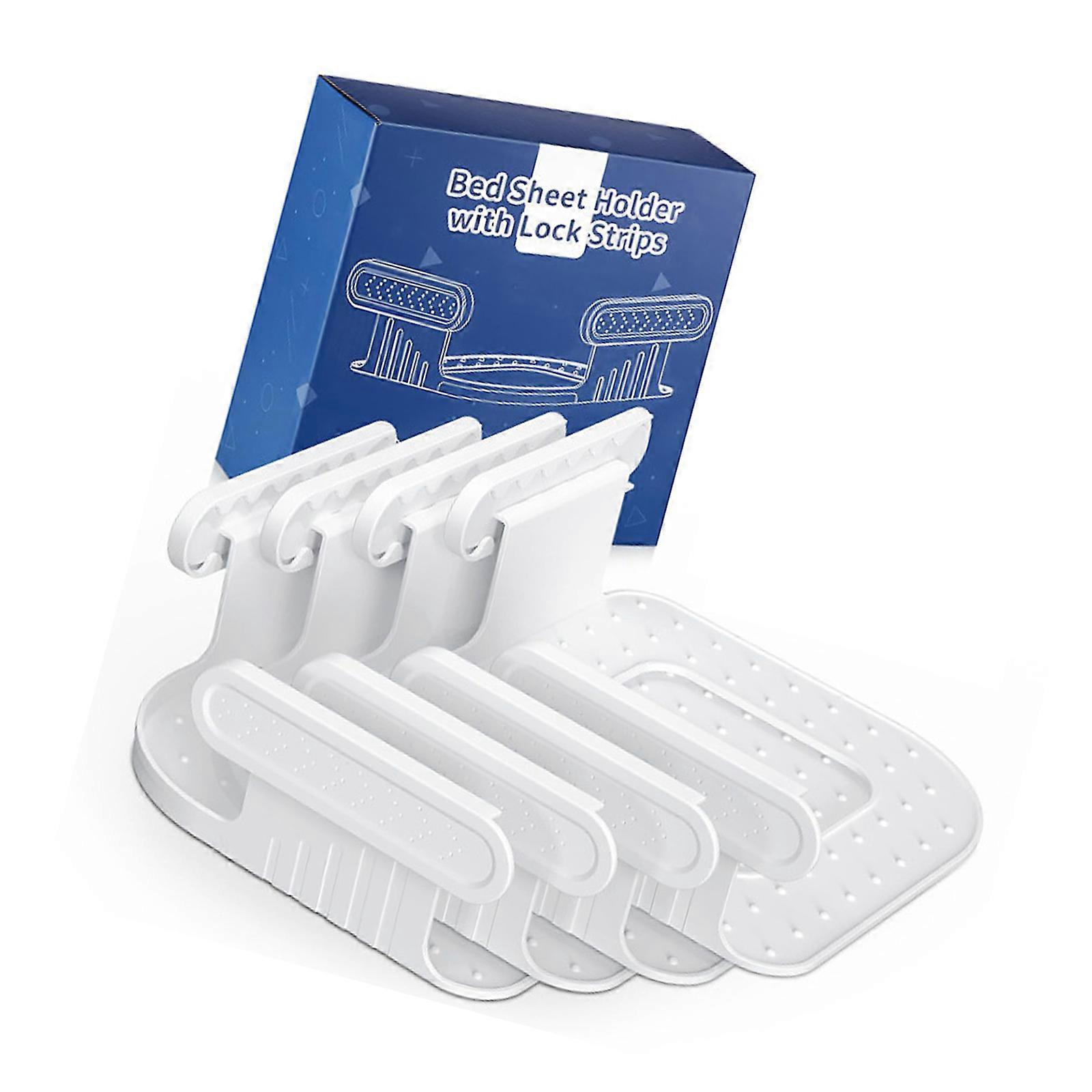 Pack of 4 Invisible Bed Sheet Grippers Antislip Technology Easy Installation No Tool Need ABS Mattress Sheet Holder Clip  White