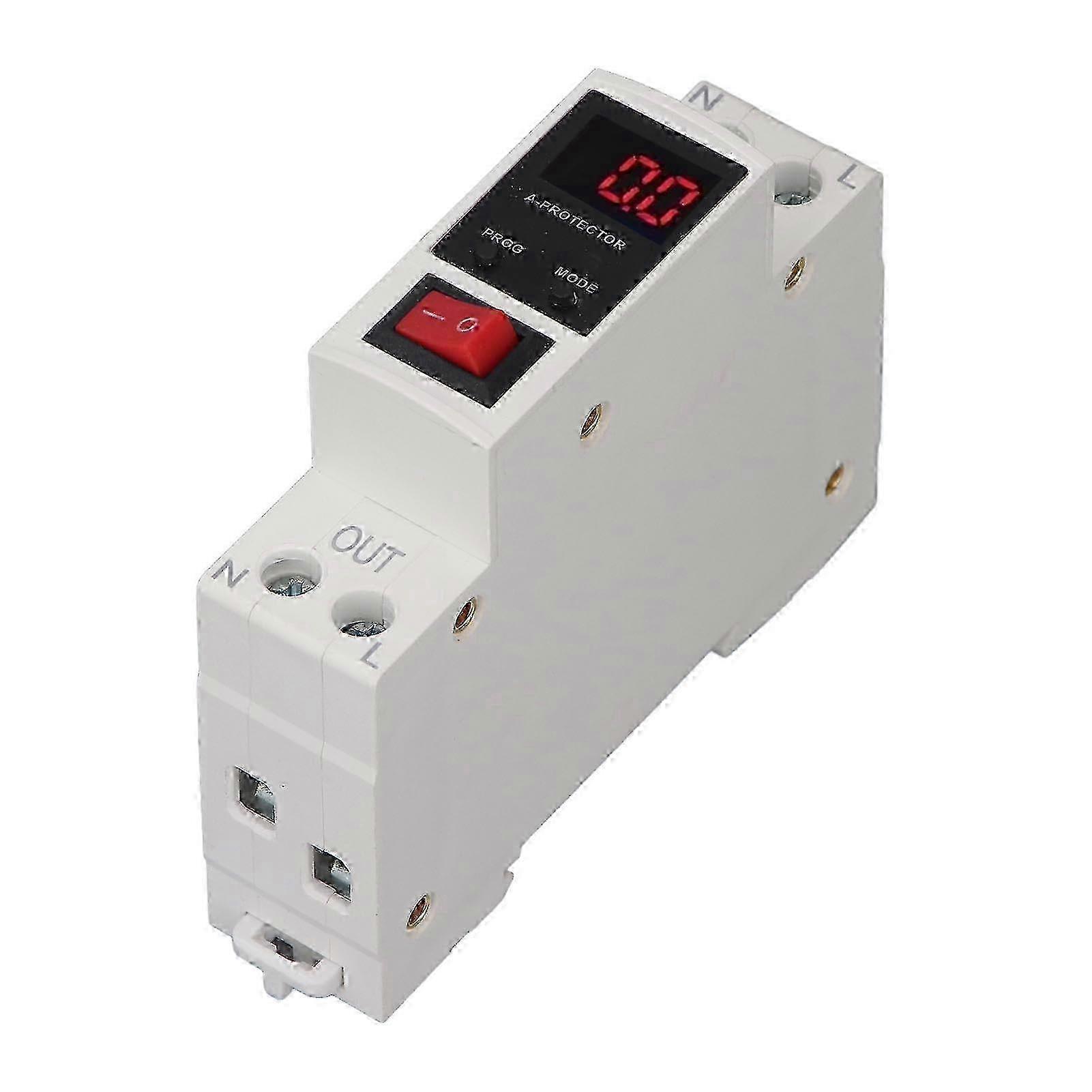 Self Recovery Over Current Protector Single Phase Protective Device Din Rail Digital Delay Manual Switch AC185V-300V 16A