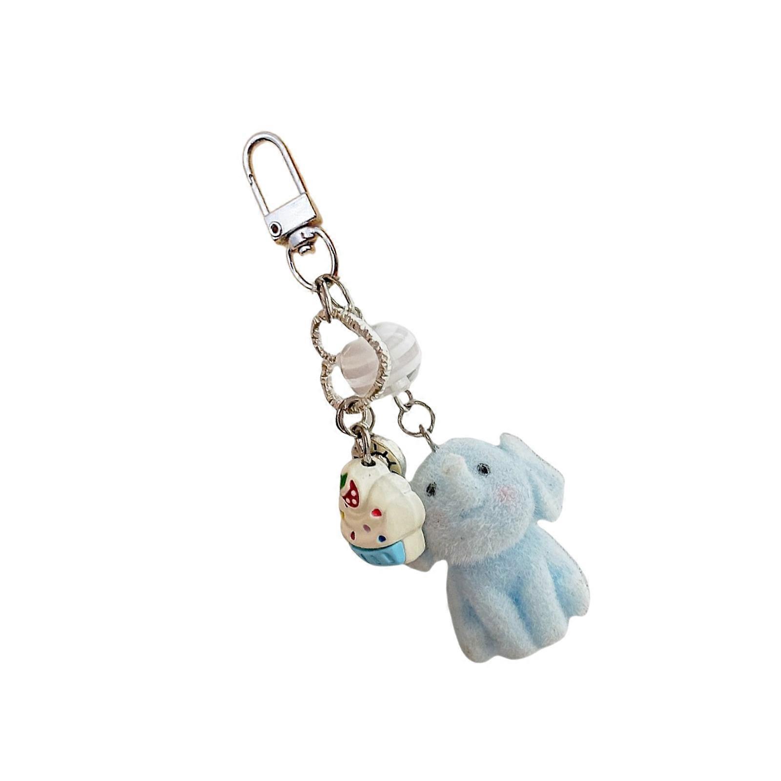Soft Elephant Keyring Sturdy Flocking Surfaces Portable Keychain for Everyday Use Multicolor