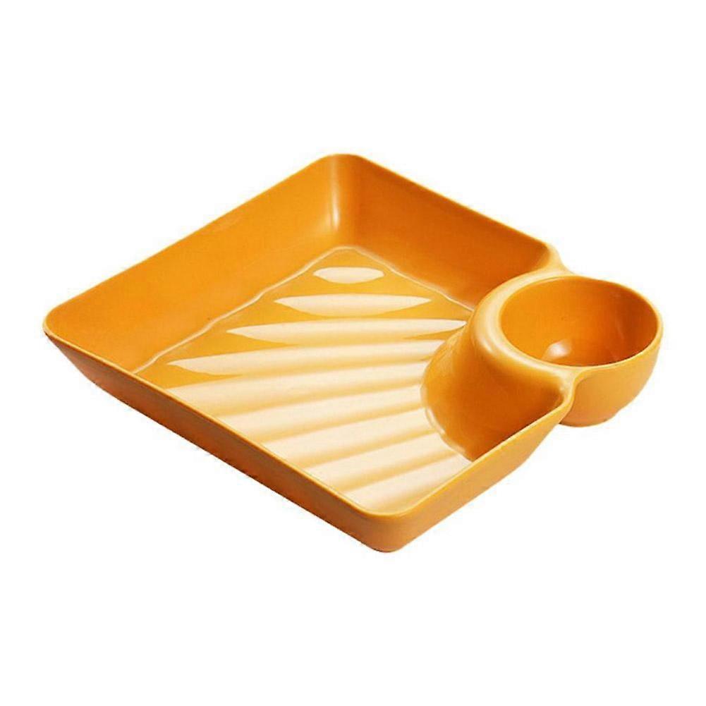 Plastic Dumpling Conch Square Plates with-Sauce Compartment Square Serving A5R6