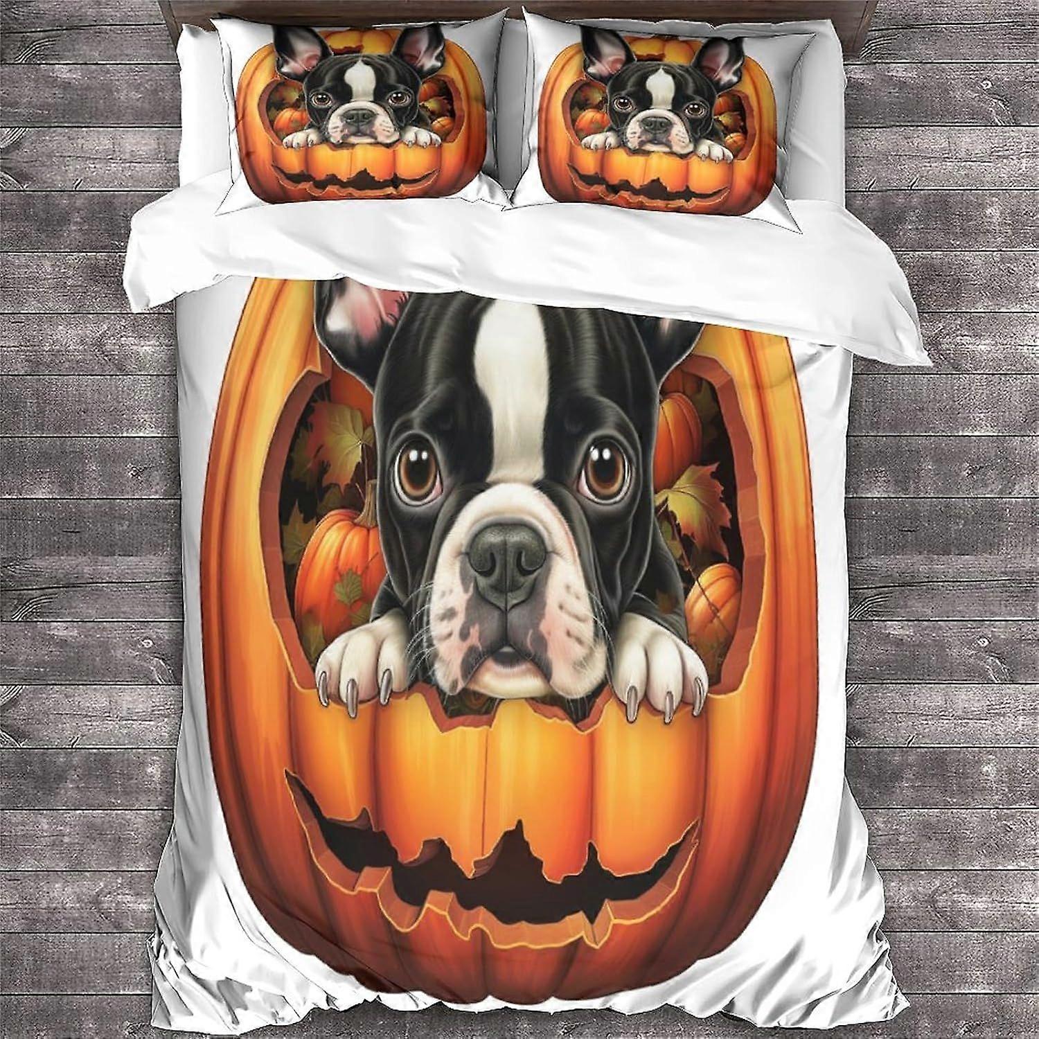 LikeEj الفراش غطاء لحاف غطاء لحاف الفراش المطبوع للحيوان لطقم الفراش للأطفال في سن المراهقة هالوين مع أكياس وسائد مزدوجة
