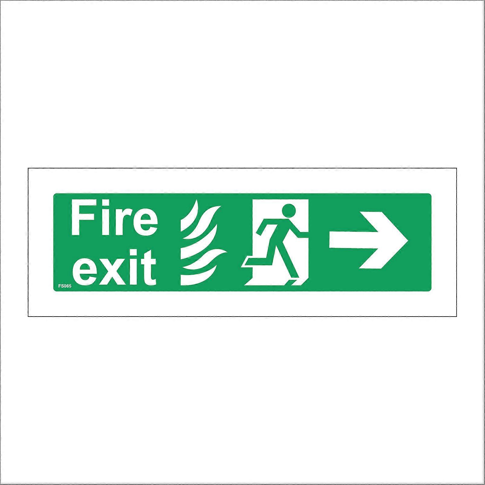 FS065 Fire Exit Right Sign with Running Man Arrow Door Fire
