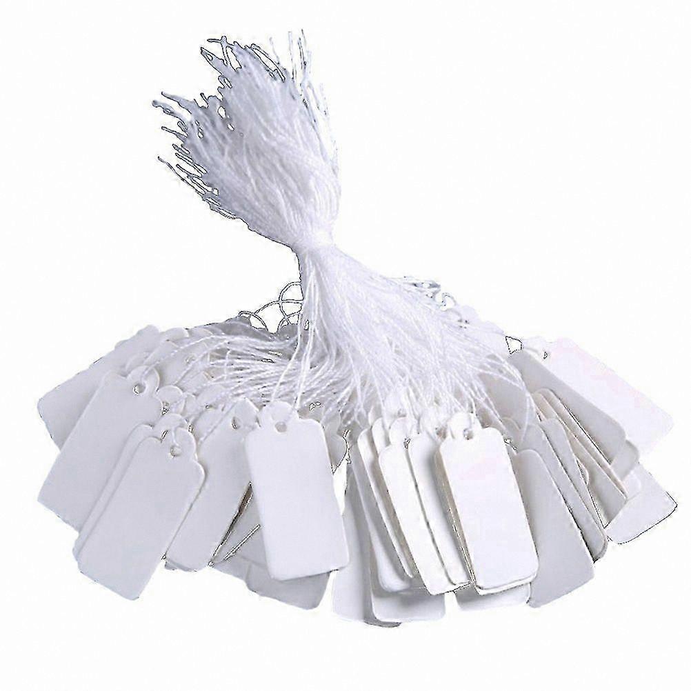 1000 Pieces White Display Tags with Hanging String for Jewelry, Clothing, and Product Pricing
