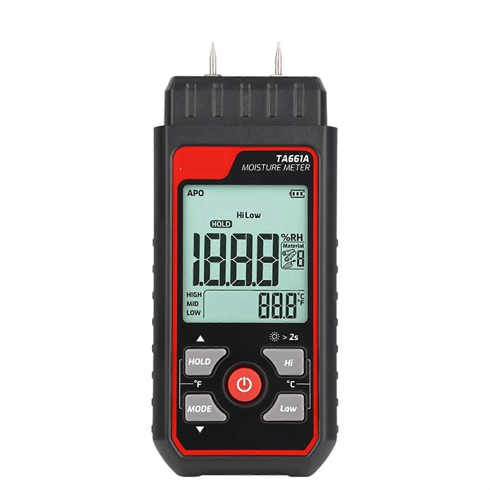 Digital Wood Moisture Meter Two Pin LCD Timber Damp Detector for 7 Material Testing