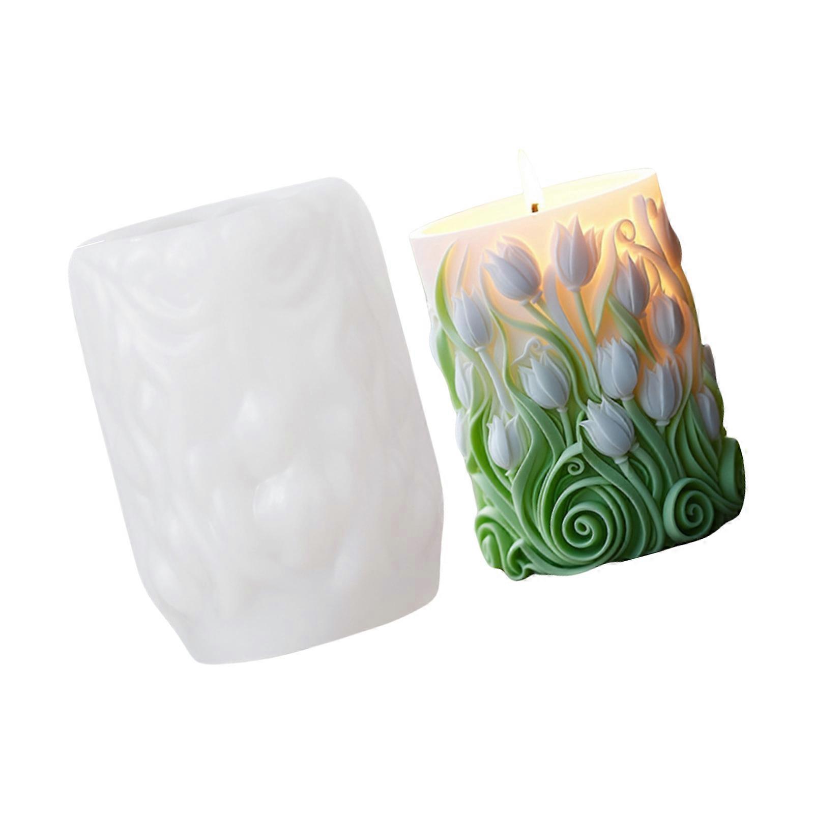 Flower Cylinder Candle Molds Casting Molds Carving Pattern Wavy Silicone Mould Ornament Molds Plasters Molds Multicolor