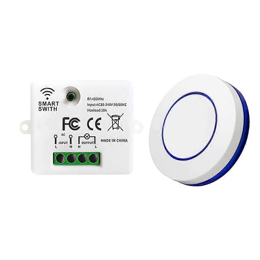RF 433MHz Wireless Light Switch 220V 110V 10A Relay Receiver Mini Round Button Wall Panel Switch Remote Control LED Lamp