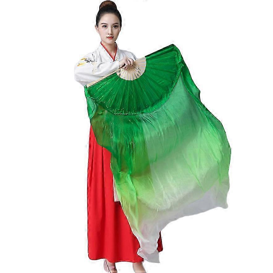 Long satin fan for party dance, gradient 120/150/180cm belly performance accessory