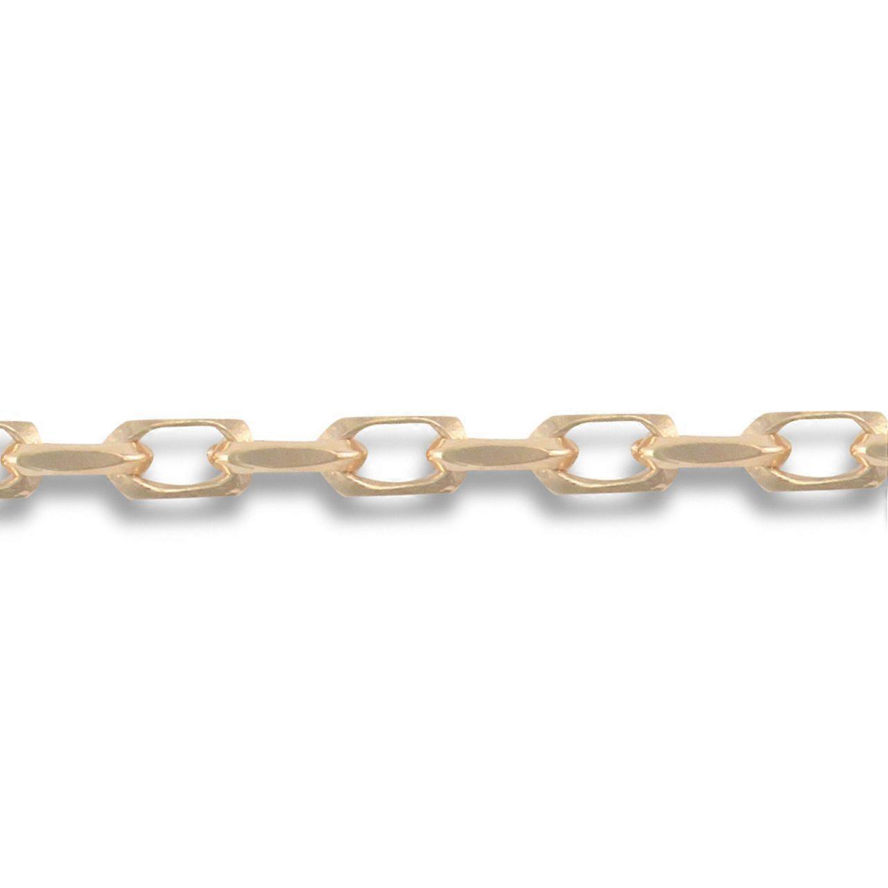 Jewelco London 男女通用实心 9K 黄金意大利钻石切割 Belcher 3.2 毫米规格吊坠链项链