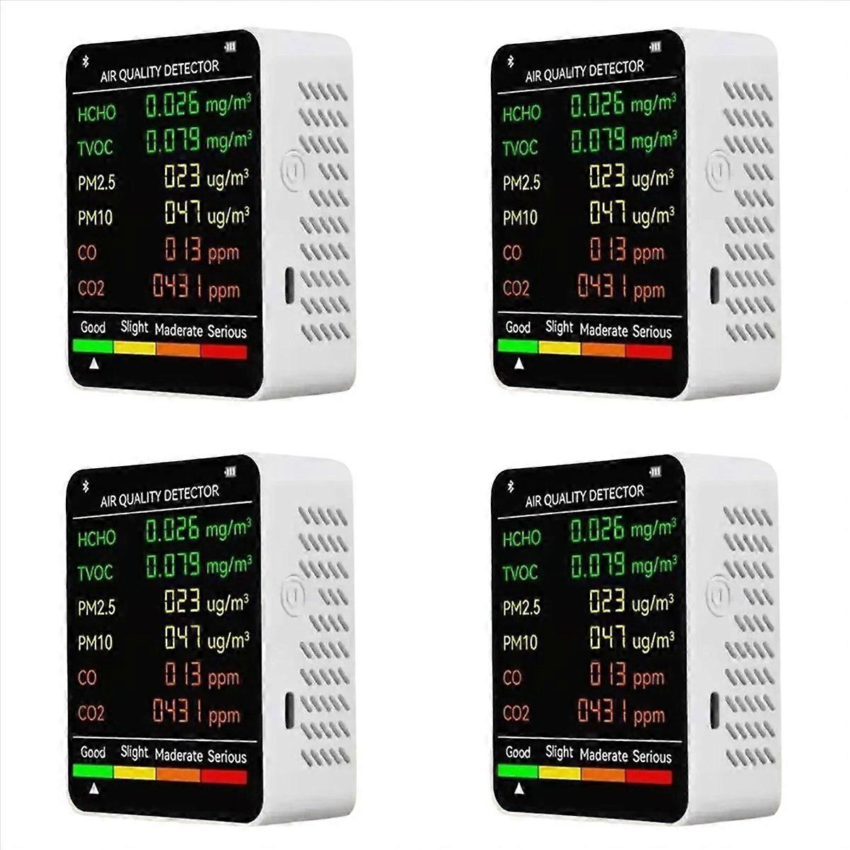4X 6 in 1 Multifunctional Air Quality Tester LCD Display Home Indoor Office Wall Mounted Air Quality