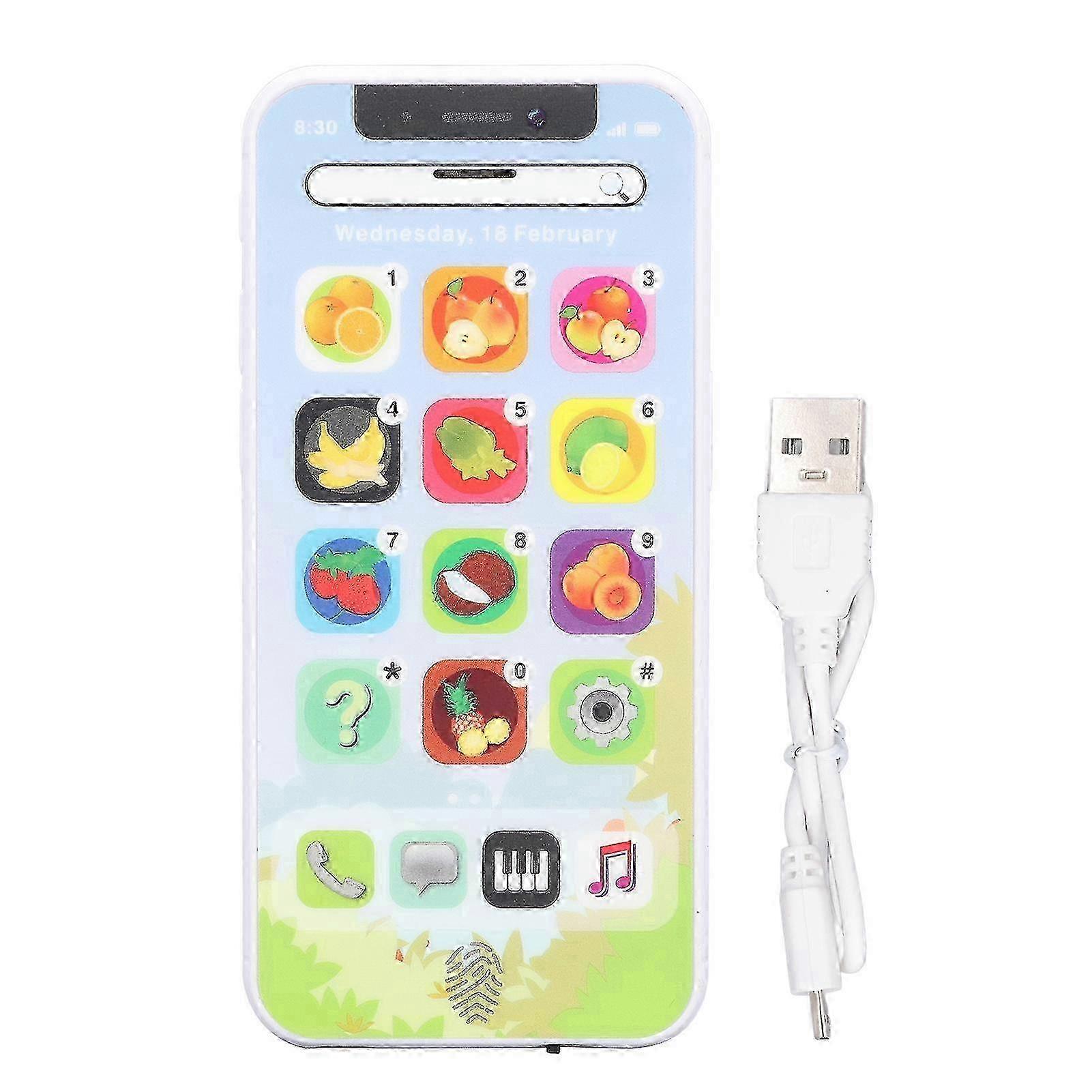 w Kids Learning Toy Play Cell Phone LED Light Adjustable Volume Learning Mobile Cellphone with USB Recharge Cable