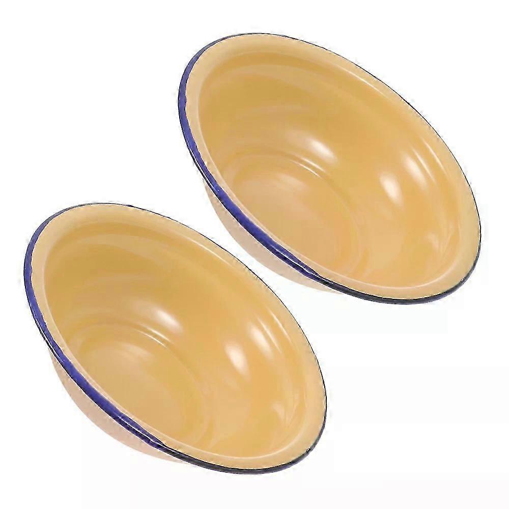 Soup Basin Platters Serving Bowls, 2 Pcs Thickened Enamel for Kitchen Dining Serving