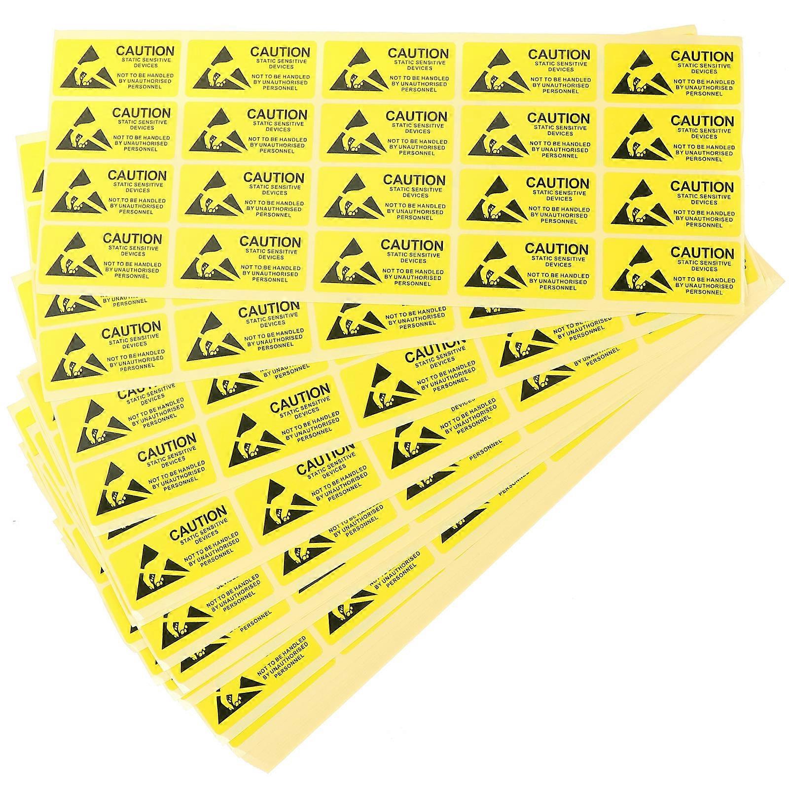 Durable Yellow Static Devices Stickers Warning Sign for Office 2250Pcs