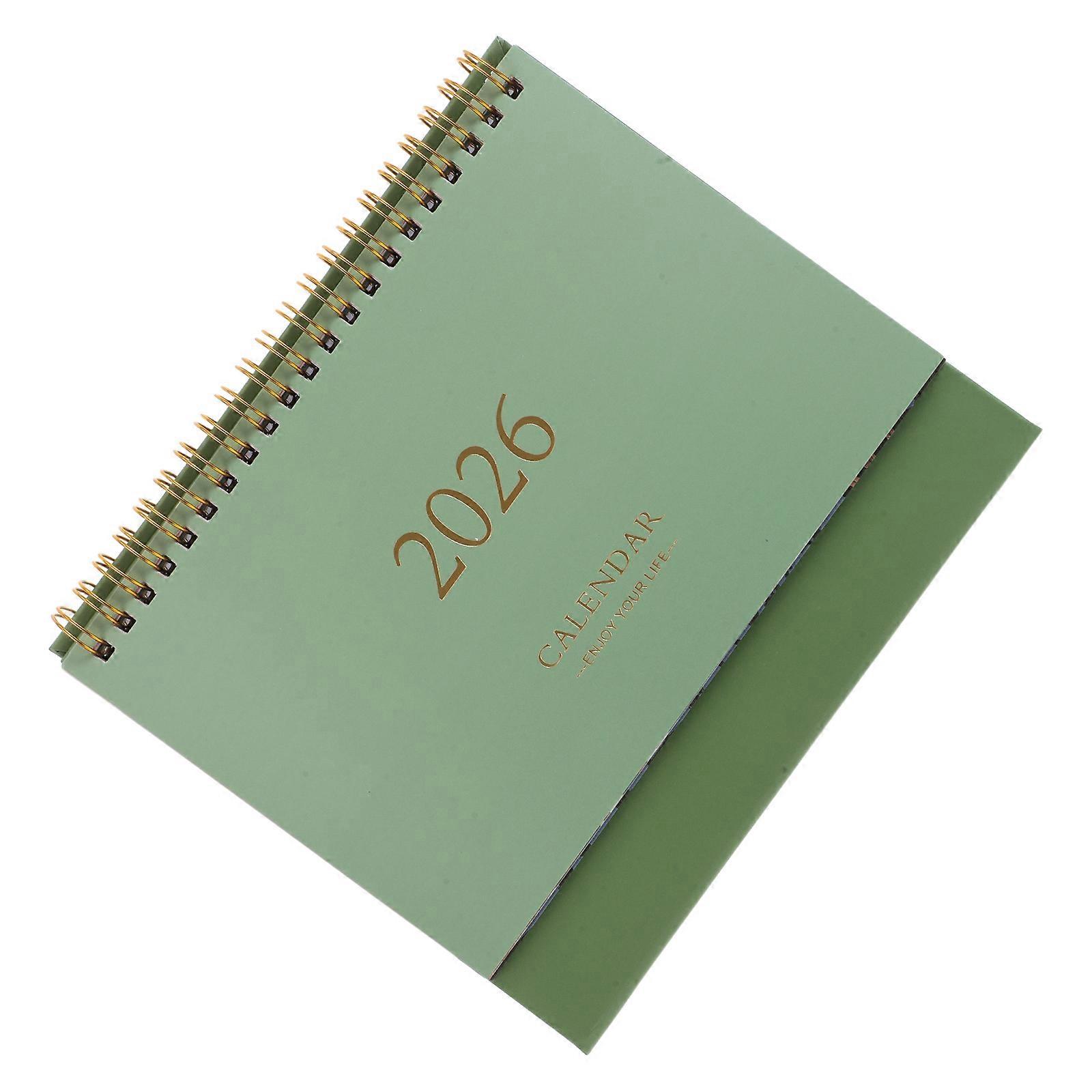 Standing Flip Desk Calendar for Reminding Use Green Mini Desk Calendar 2026