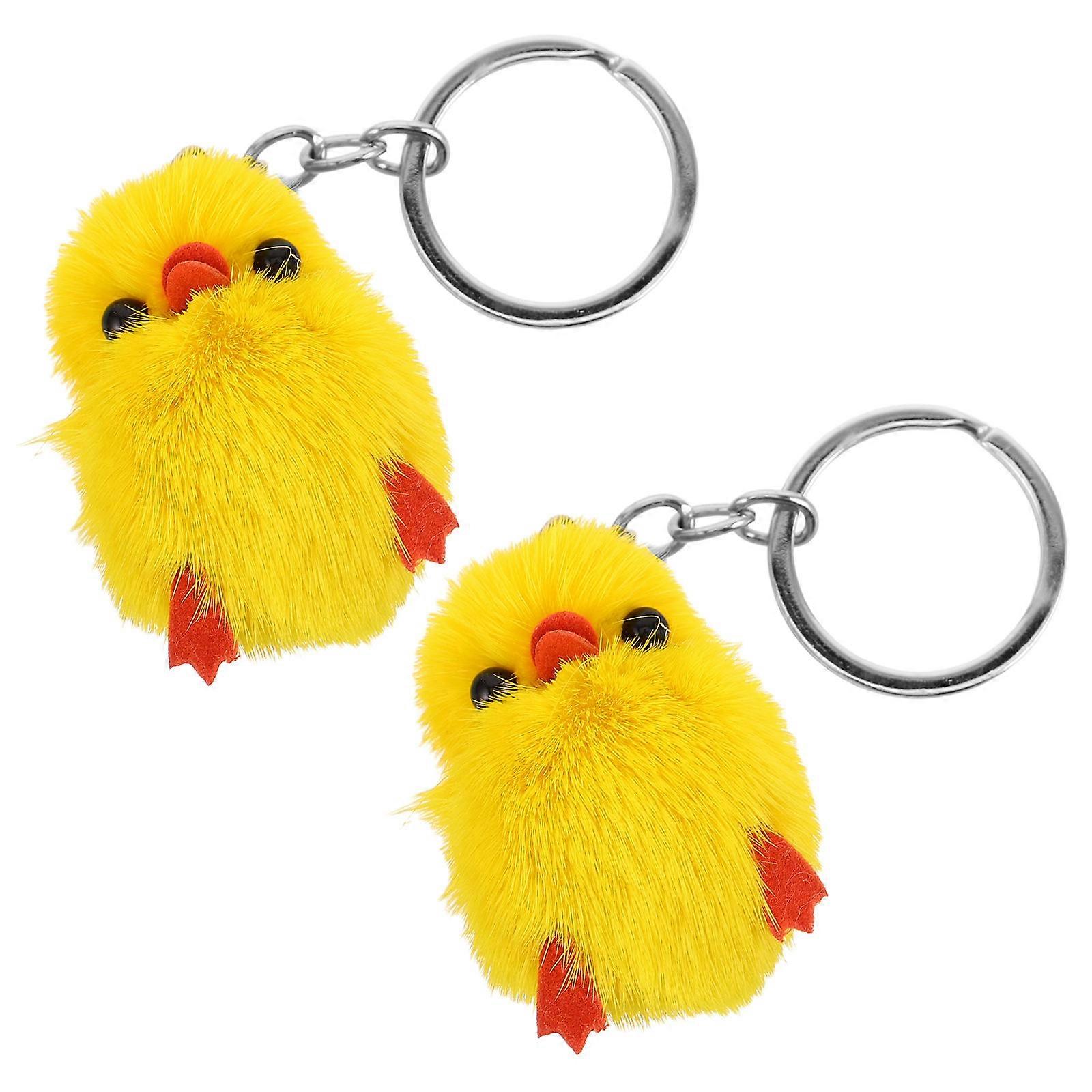 Cute Plush Duck Keyring Soft Material For Car Accessory And Bag Decoration Everyday Use 2Pcs