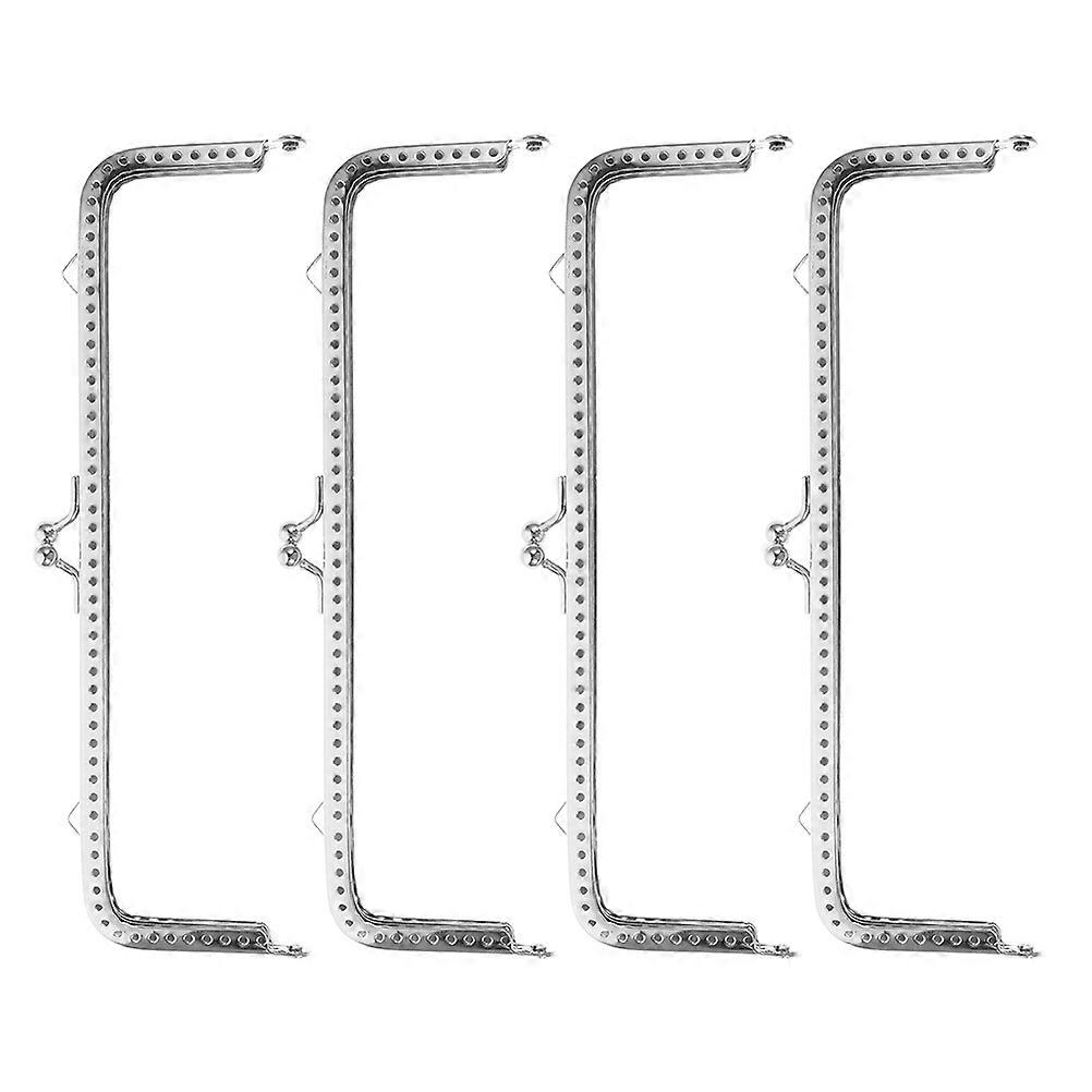 Square Iron Purse Frame Clasp Lock in Silver for DIY 4Pcs Pack