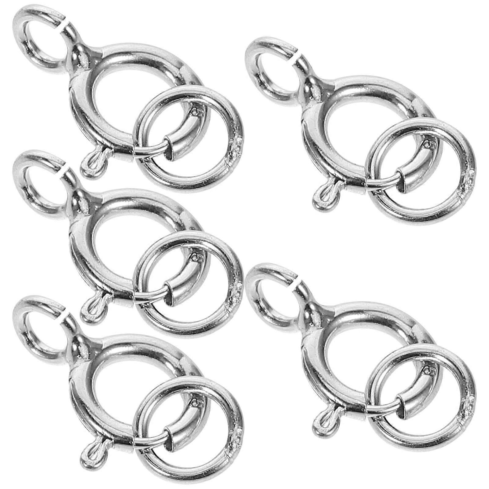Sterling Silver Spring Ring Clasps for Pearl Bracelets 5Pcs Set