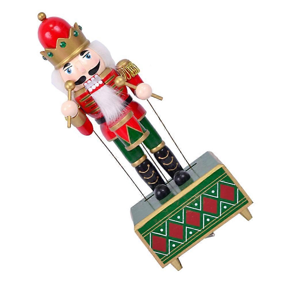 Nutcracker Music Box for Christmas Table Decor Wooden Red