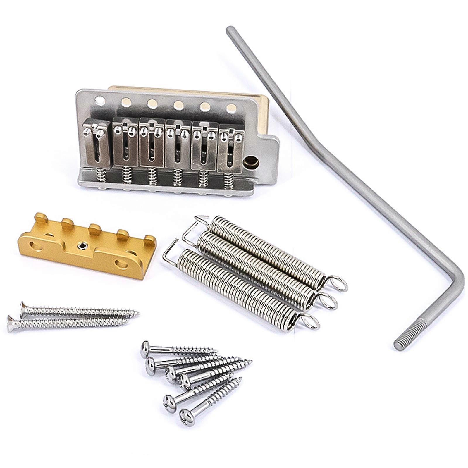 Silver Roller Ball Tremolo Bridge with Mounting Springs and Hardware Metal Texture for 6 String Electric Guitar Upgrades Multicolor