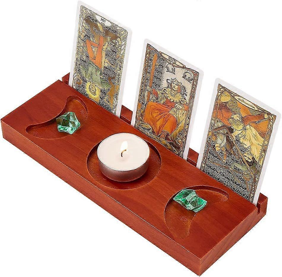 Tarot Card Holder Stand Display Wooden Tarot Reading Decorative Tray Tarot Board Stand Postcard Candle Stand with Moon Phases for Divination Wiccan De
