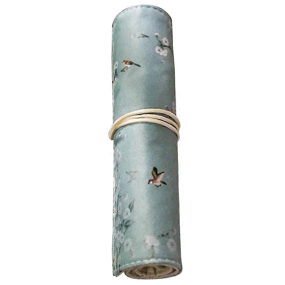 Pencil Roll Bag Cloth for Storage Use 3Pcs with Retro Flower and Crane Print