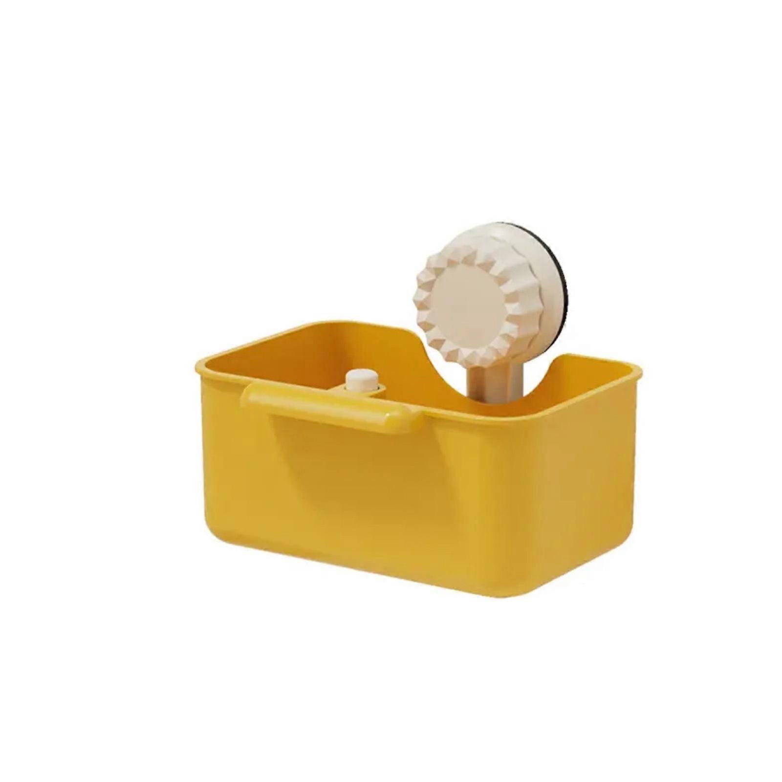 Plastic Construction Rotating Suction Cup Sink Strainer for Fruit Vegetable Multifunctional Detachable Basket  Yellow