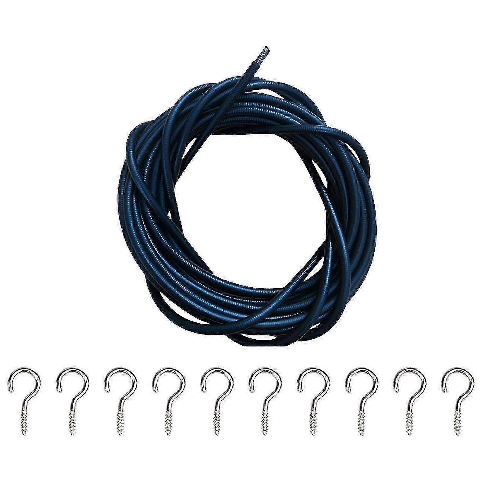 Hanging curtain wire 8m black with included hooks