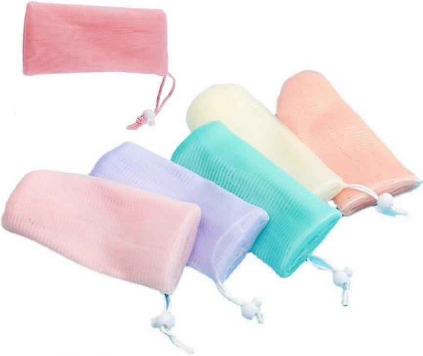 6Pcs Random Color Mesh Soap Pouch with Drawstring, Exfoliating Soap Saver Bag for Shower