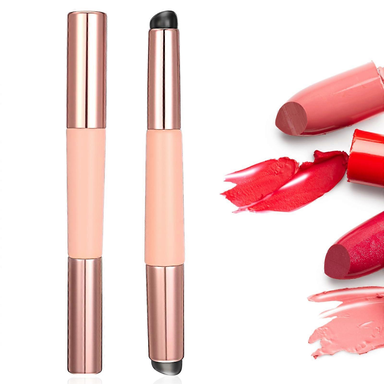 2 Pcs Silicone Lip Brush Set, DoubleEnded Lip Applicator with Protective Caps for Balm and Gloss