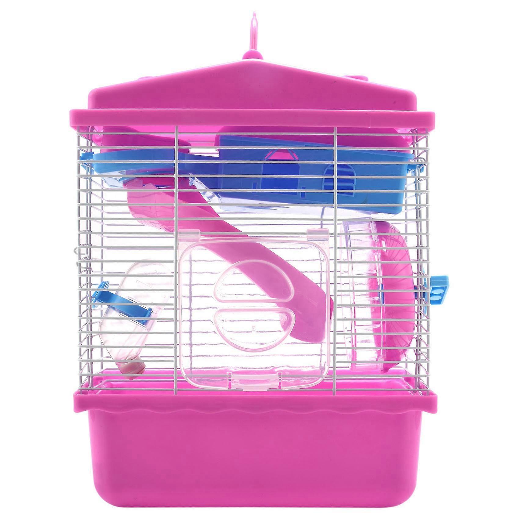 Pet Cage Hamster Cottage with Skylight Double Layer House Pink