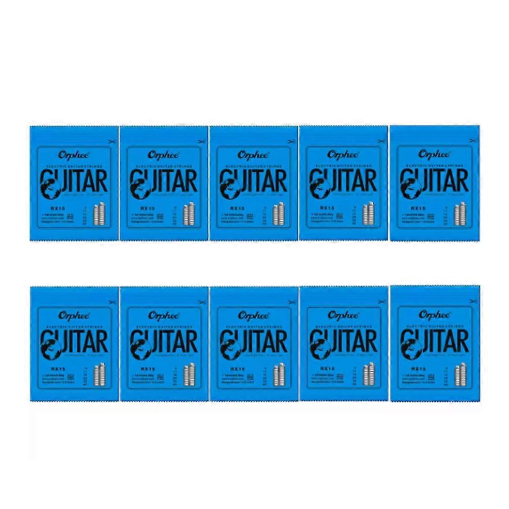 Orphee 10Pcs Electric Guitar Strings Set RX Series Hexagonal Carbon Steel 6 String for Electric Guitar Accessories Beginner RX15