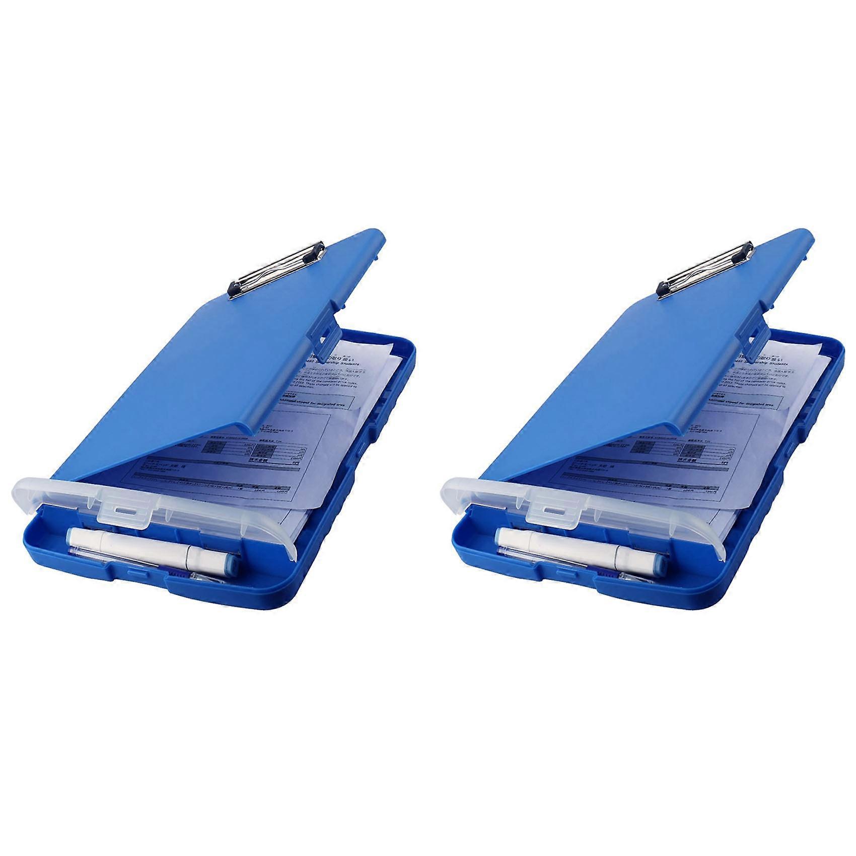 2X Clip Board Organizer Clipboards with Storage Nursing Clipboard Foldable File Folder Plastic Clipboard (Blue)