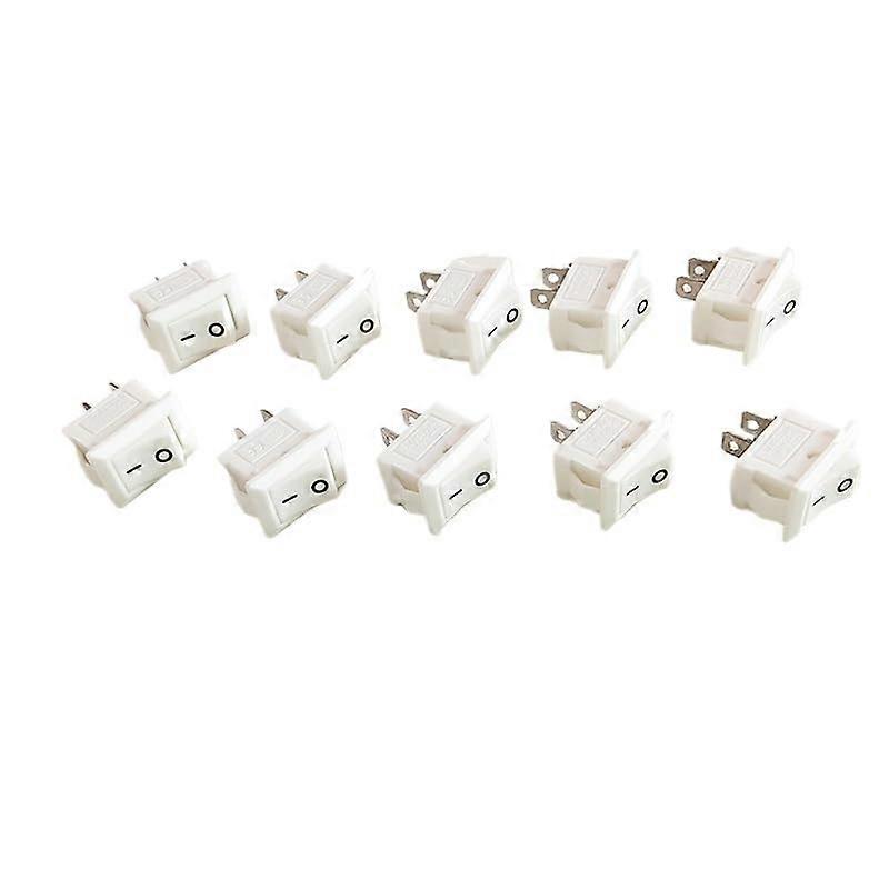 10Pcs SPST Rocker Switch 2Pin 3A 250V Mini Push Button Snapin On Off 10x15mm White