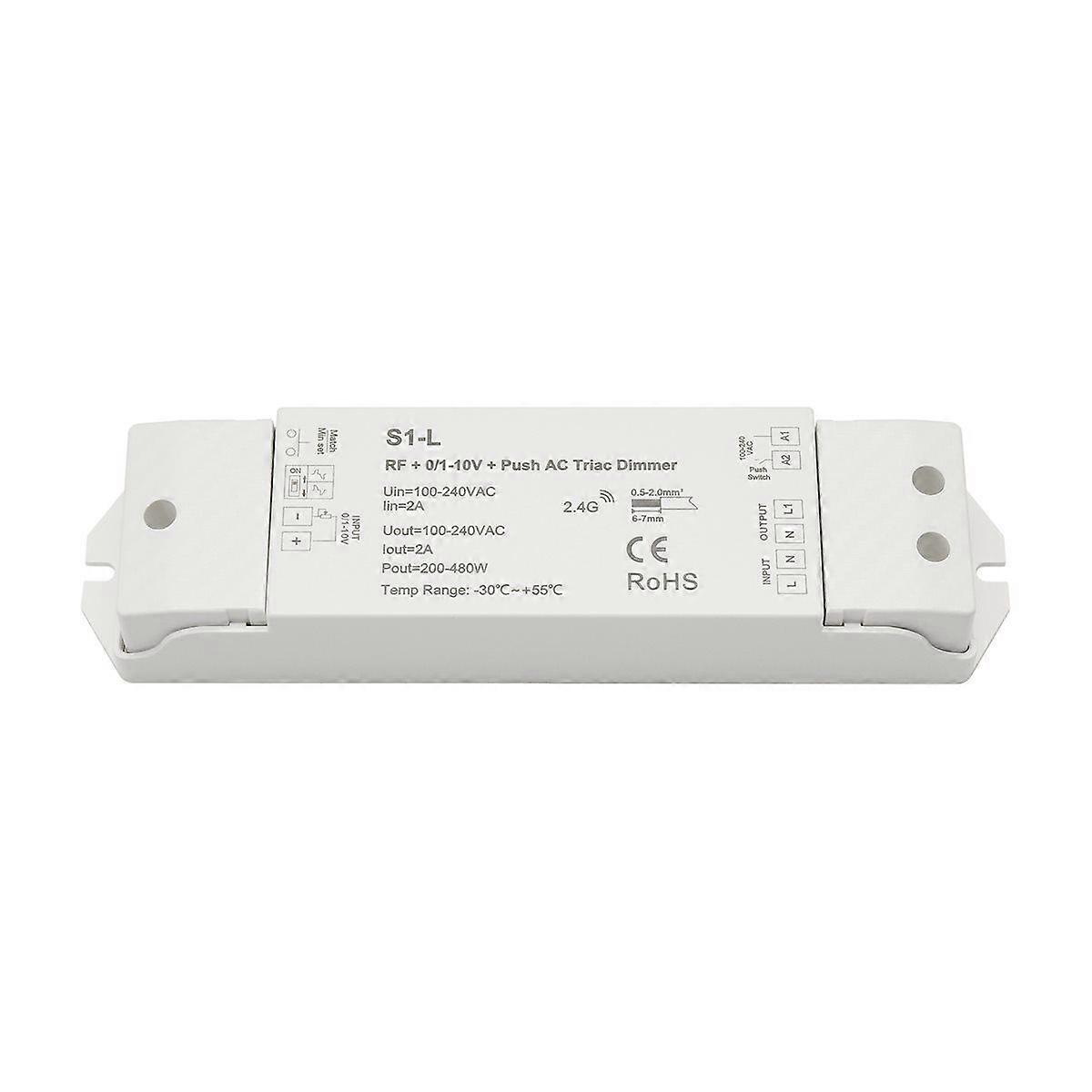 AC110V-220V +0/1-10V + Push AC Triac Dimmer S1-L 1 CH Channel Dimmable Single Color Incandescent Le