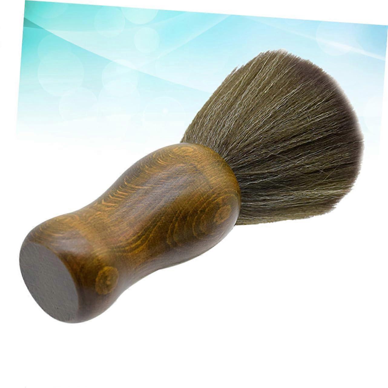 Barber Neck Duster Brush with Soft Wool Bristles and Round Wooden Handle for Salon and Home Use