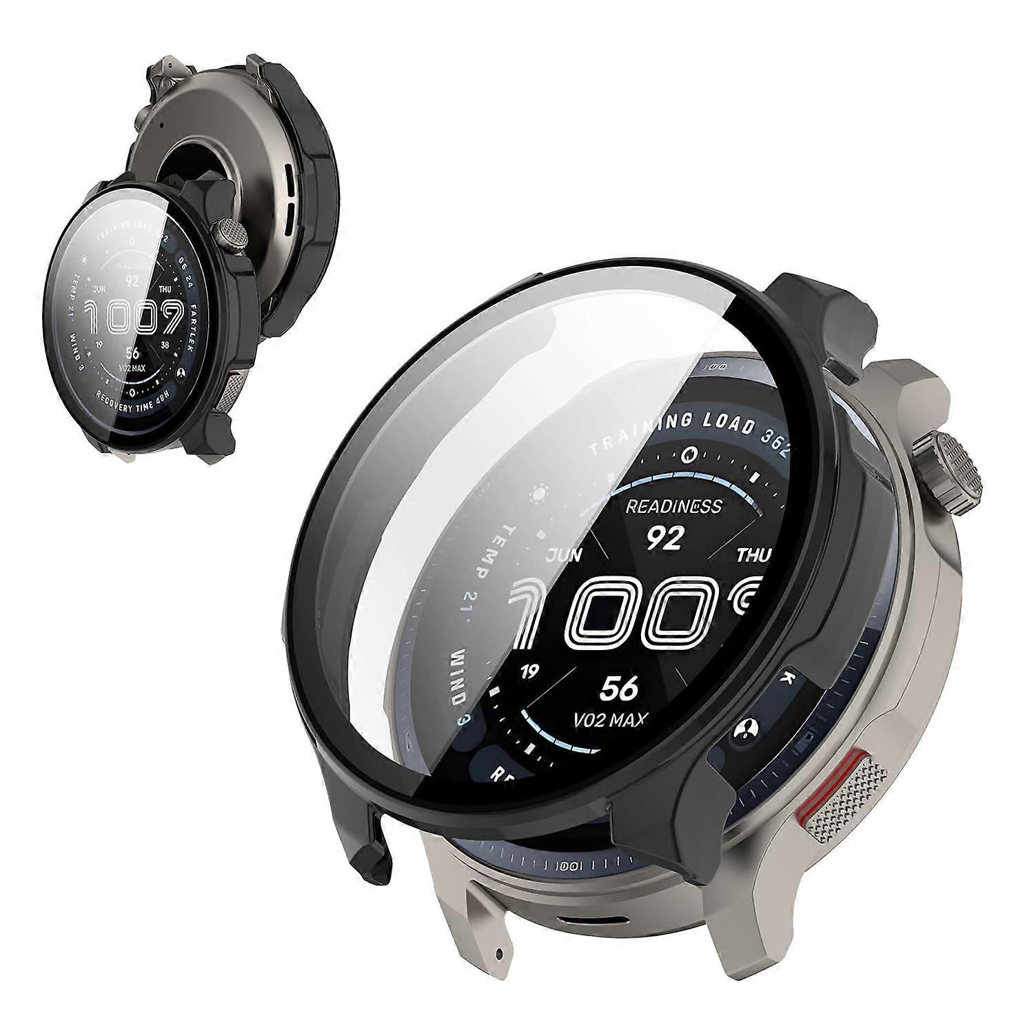 Case with 9H Tempered Glass Screen Protector, ScratchResistant, Black for Amazfit Balance 2