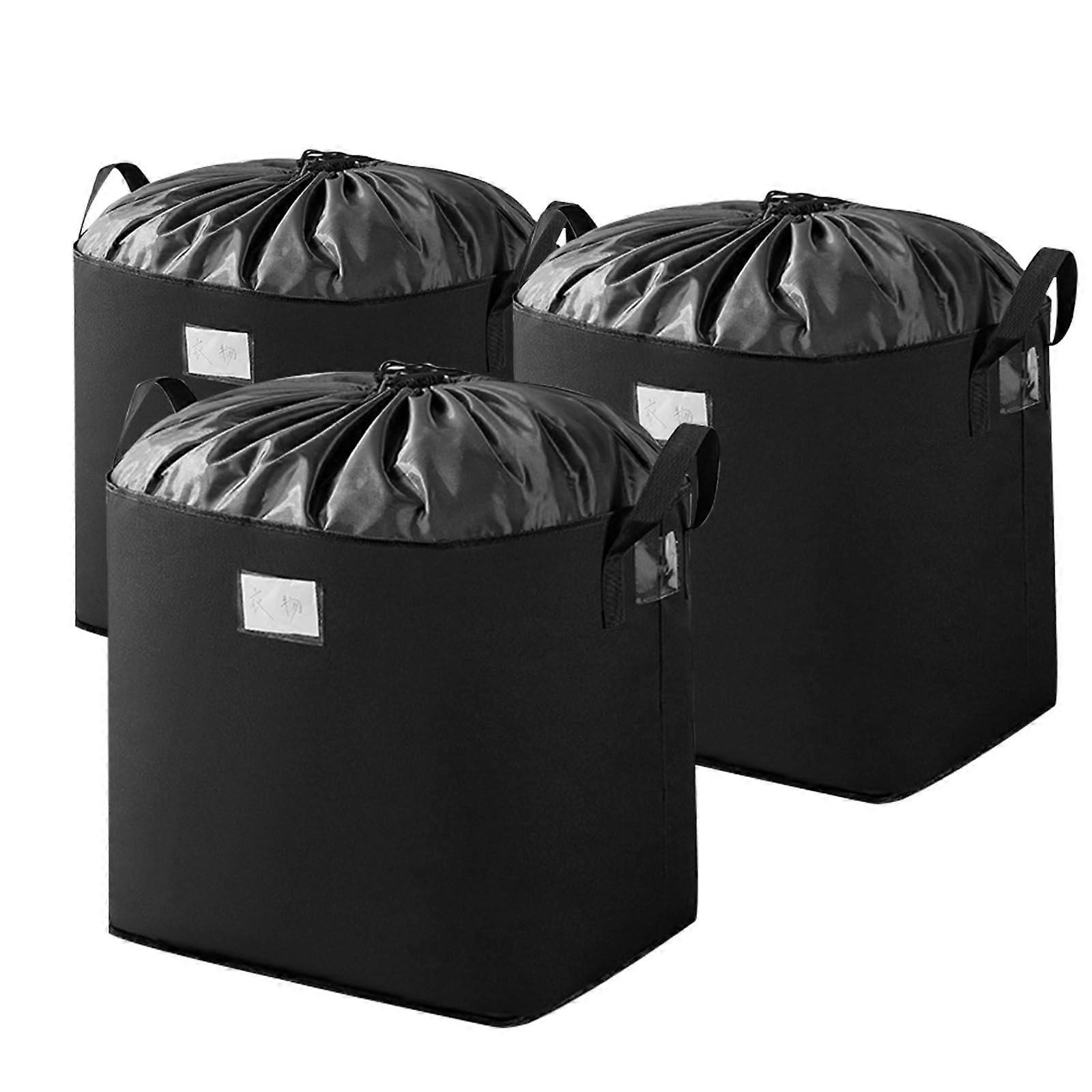 3 Pack Extra Large 100L Clothes Storage Bags with Drawstring, Heavy Duty Comforter Organizer with Handles