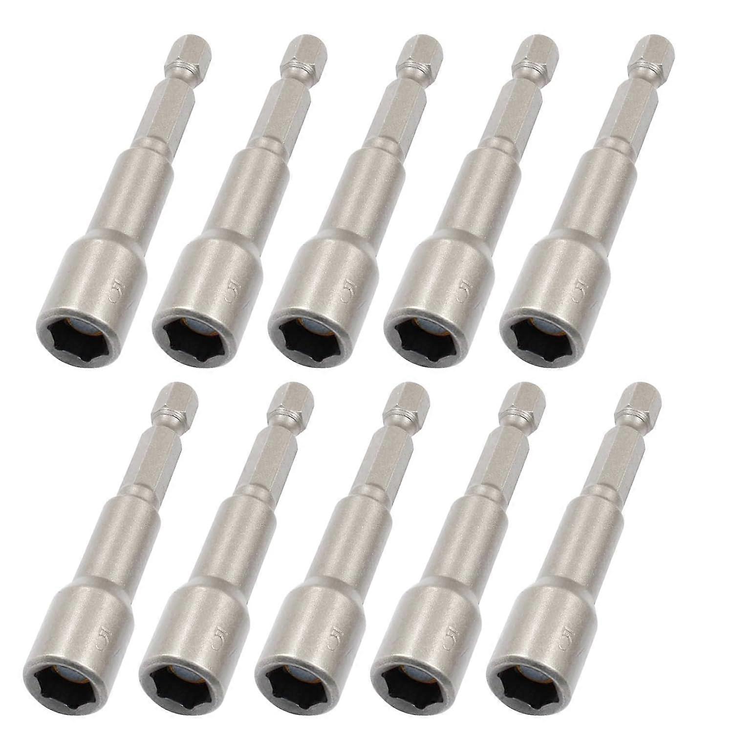 10 Pcs Magnetic Nut Driver Set 5/16 Inch Hex Bits Chrome Vanadium Steel for Impact Drill