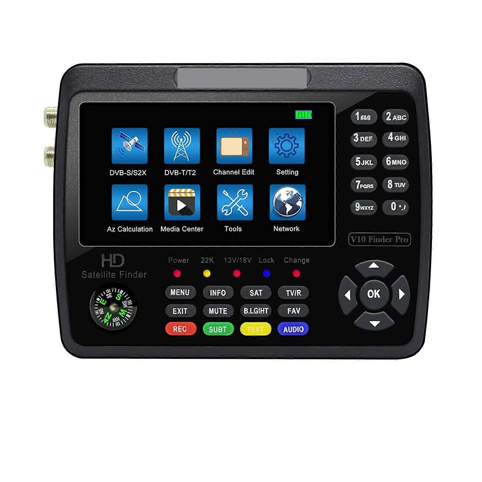 Satellite Signal Finder Meter V10 Pro with 4.3 Inch LCD, H.265 DVBS2X Support for Quick Dish Setup